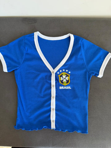 Cropped Canelado Estilo Cardigan do Brasil