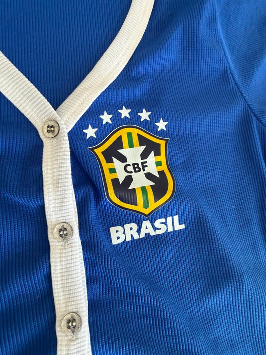 Cropped Canelado Estilo Cardigan do Brasil
