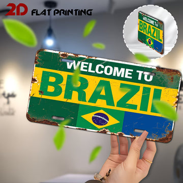 Placa de Metal Vintage 2D - Welcome To Brazil