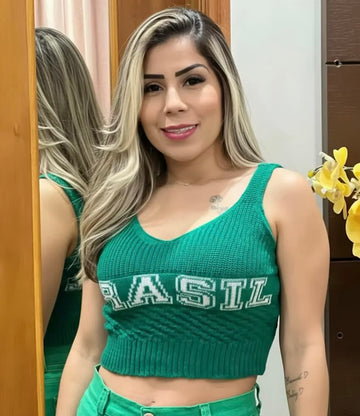 Cropped Tricô Brasil - Verde