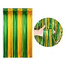 Cortina Metalizada Verde Amarelo Festa Copa Painel Decoração