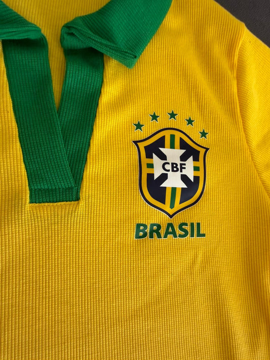 Polo Feminina Cropped Brasil - Amarela