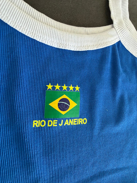 Cropped Top Blusinha Brasil - Azul